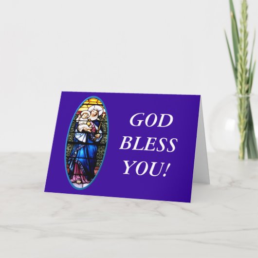 Jezus en Mary gekleurd glazen raam Feestdagen Kaart (Voorkant)