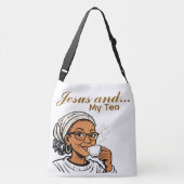 Jezus en mijn thee crossbody tas (Achterkant)