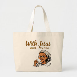 Jezus en mijn thee grote tote bag