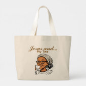 Jezus en mijn thee grote tote bag (Achterkant)
