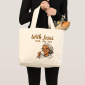 Jezus en mijn thee grote tote bag (Voorkant (product))