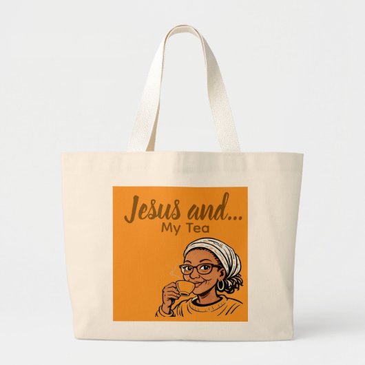 Jezus en mijn thee grote tote bag (Voorkant)