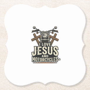 Jezus en motorfietsen Vintage christelijke biker D Kartonnen Onderzetters
