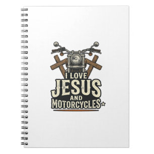 Jezus en motorfietsen Vintage christelijke biker D Notitieboek