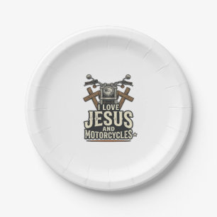 Jezus en motorfietsen Vintage christelijke biker D Papieren Bordje