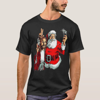 Jezus en Santa selfie T-shirt