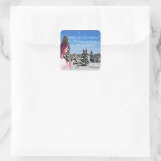 Jezus en Sheep Vierkante Sticker (Tas)