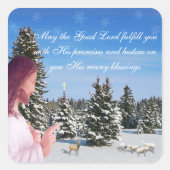 Jezus en Sheep Vierkante Sticker (Voorkant)