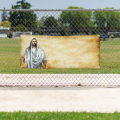 Jezus en sjabloon van de parketkerkerk spandoek (Insitu)