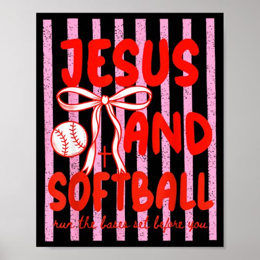 Jezus en Softball Coquette Game Day Softbal Moeder Poster (Voorkant)