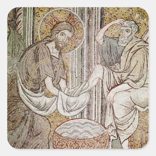 Jezus en St. Peter Vierkante Sticker (Voorkant)