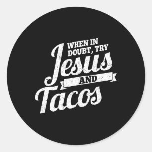 Jezus en Tacos Mexicaanse Cinco de Mayo Ronde Sticker