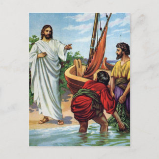 Jezus en vier vissers briefkaart