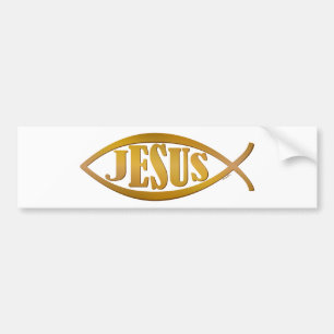 Jezus en vissymbool bumpersticker