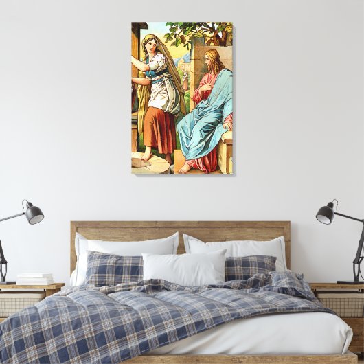 Jezus en vrouwen bij de goed verpakt Canvas Afdruk (Insitu (Slaapkamer))