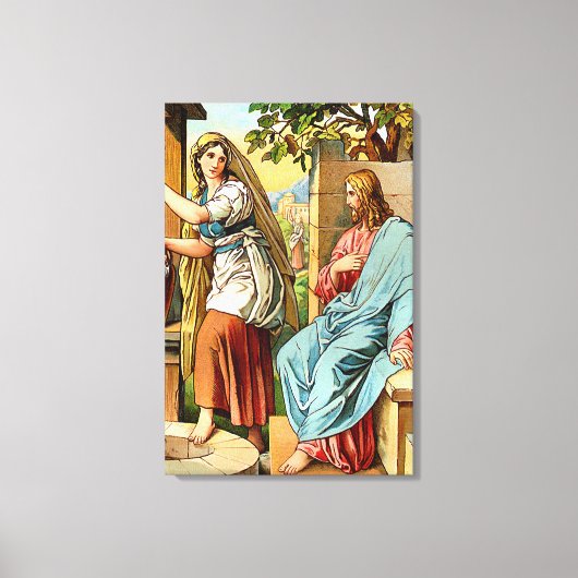 Jezus en vrouwen bij de goed verpakt Canvas Afdruk (Voorkant)