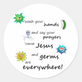 Jezus en ziektekiemen ronde sticker (Voorkant)