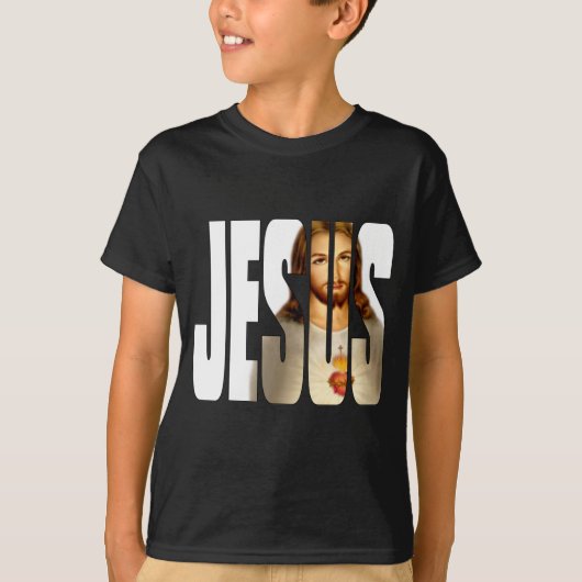 Jezus en zijn Afbeelding op zwart T-shirt (Voorkant)