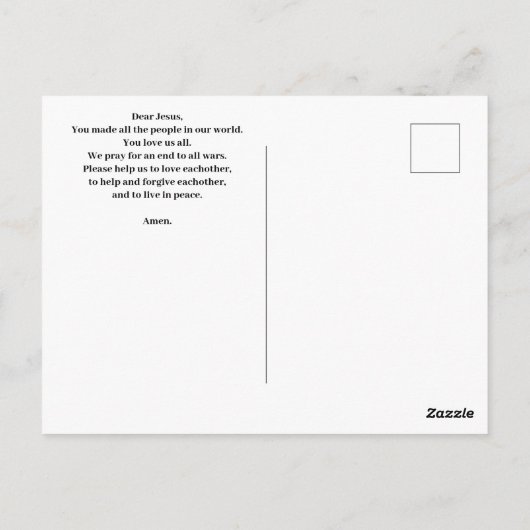 Jezus en zijn kinderen in vredesgebed briefkaart (Achterkant)