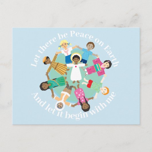 Jezus en zijn kinderen in vredesgebed briefkaart (Voorkant)