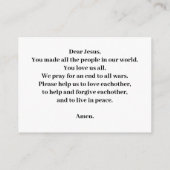 Jezus en zijn kinderen in vredesgebed informatiekaartje (Achterkant)