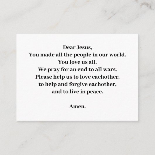 Jezus en zijn kinderen in vredesgebed informatiekaartje (Achterkant)