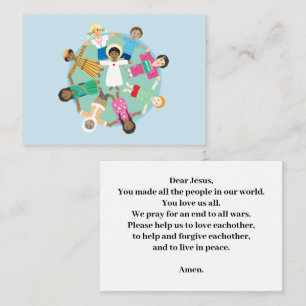 Jezus en zijn kinderen in vredesgebed informatiekaartje