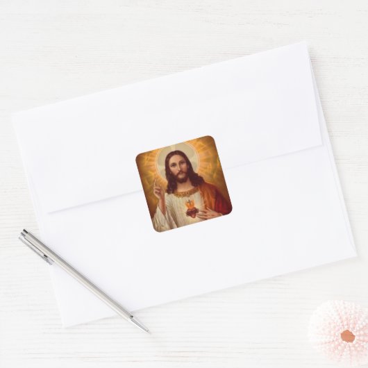 Jezus Envelop Vierkante Sticker (Envelop)