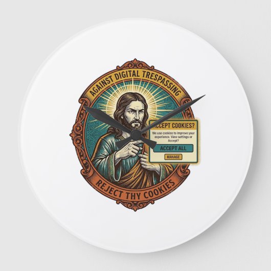 Jezus Ergerlijk Accepteer Cookies Pop-up Internet Grote Klok (Voorkant)