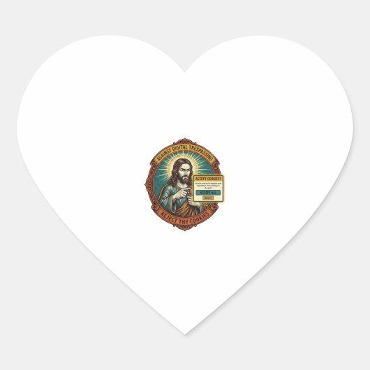 Jezus Ergerlijk Accepteer Cookies Pop-up Internet Hart Sticker (Voorkant)