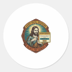 Jezus Ergerlijk Accepteer Cookies Pop-up Internet Ronde Sticker