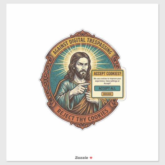 Jezus Ergerlijk Accepteer Cookies Pop-up Internet Sticker (Vel)
