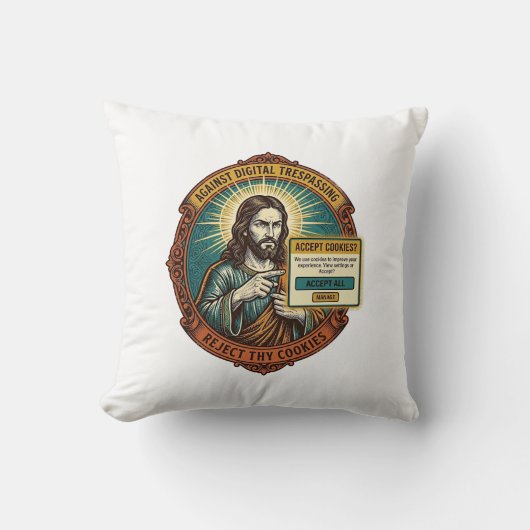 Jezus Ergerlijke Accepteer Cookies Pop-up Internet Kussen (Voorkant)
