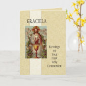 Jezus Eucharistie Engelen Eerste Heilige Communie  Kaart (Gele Bloem)