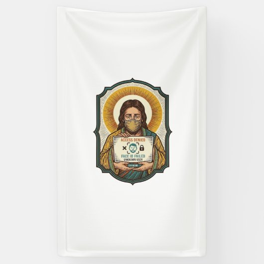 Jezus Faalde Gezichtsontgrendeling Masker Herkenni Spandoek (Verticaal)