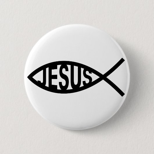Jezus Fish Symbool Ronde Button 5,7 Cm (Voorkant)