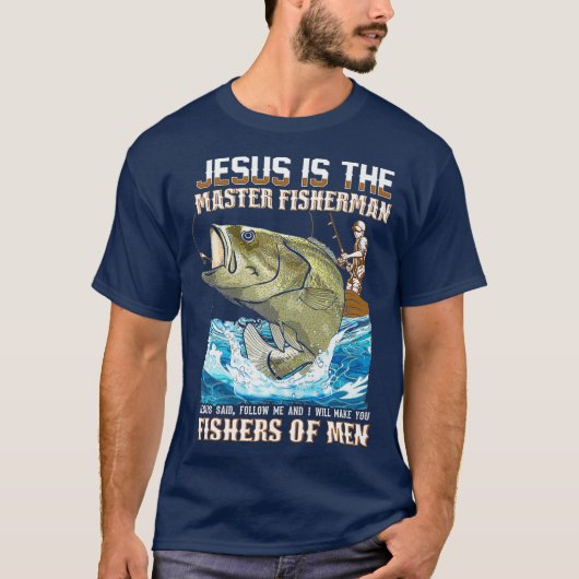 Jezus Fisher van Mannen Bijbelse Vissen vader T-shirt (Voorkant)