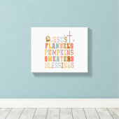 Jezus Flanels Pompoenen Sweaters Zegeningen Canvas Afdruk (Insitu (Houten vloer))