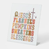 Jezus Flanels Pompoenen Sweaters Zegeningen Reclamebord Met Voetstuk (Voorkant)