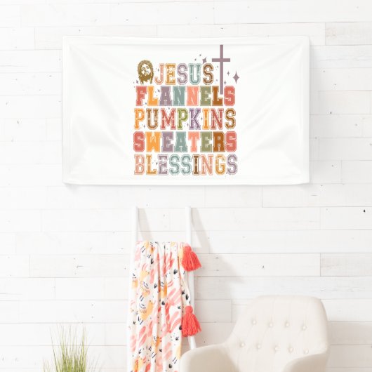 Jezus Flanels Pompoenen Sweaters Zegeningen Spandoek (Insitu)