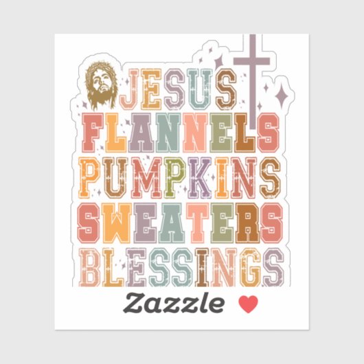 Jezus Flanels Pompoenen Sweaters Zegeningen Sticker (Vel)