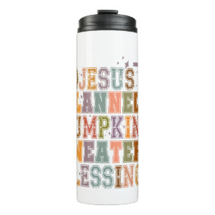 Jezus Flanels Pompoenen Sweaters Zegeningen Thermosbeker