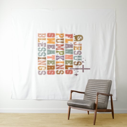 Jezus Flanels Pompoenen Sweaters Zegeningen Wandkleed (In Situ (horizontaal))