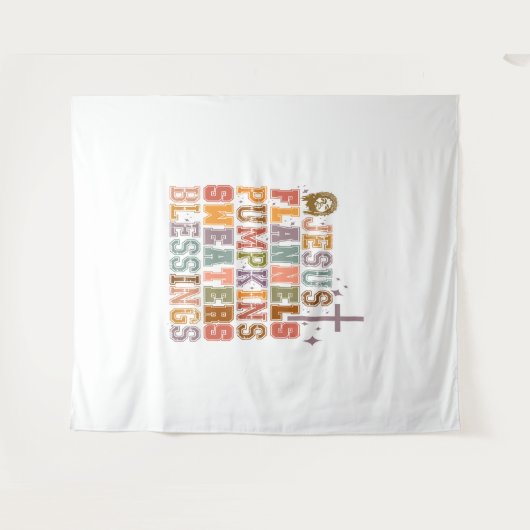 Jezus Flanels Pompoenen Sweaters Zegeningen Wandkleed (Voorkant (horizontaal))