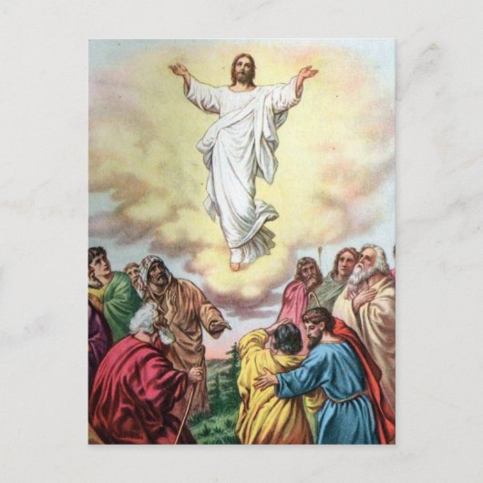 Jezus gaat naar de hemel thuis briefkaart (Voorkant)