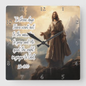Jezus: Gebed, Berg, Lukas 6:12 Vierkante Klok (Voorkant)