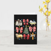 Jezus Geboorte Kerst Coquette Bow Kerststal Kaart (Gele Bloem)