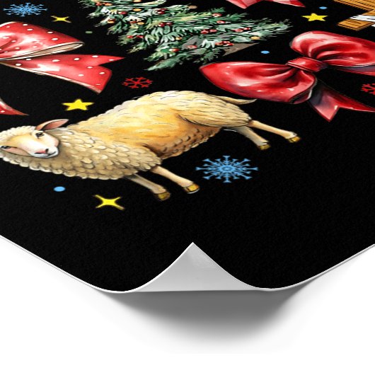 Jezus Geboorte Kerst Coquette Bow Kerststal Poster (Hoek)