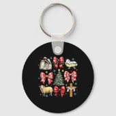 Jezus Geboorte Kerst Coquette Bow Kerststal Sleutelhanger (Voorkant)