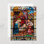 Jezus Geboorte Scène in Glas in lood Feestdagenkaart (Voorkant / Achterkant)